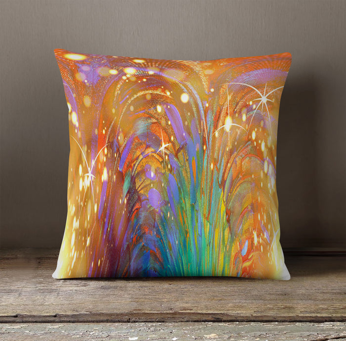 Multicolor Abstract Firework Burst Pattern Throw Pillow Cover