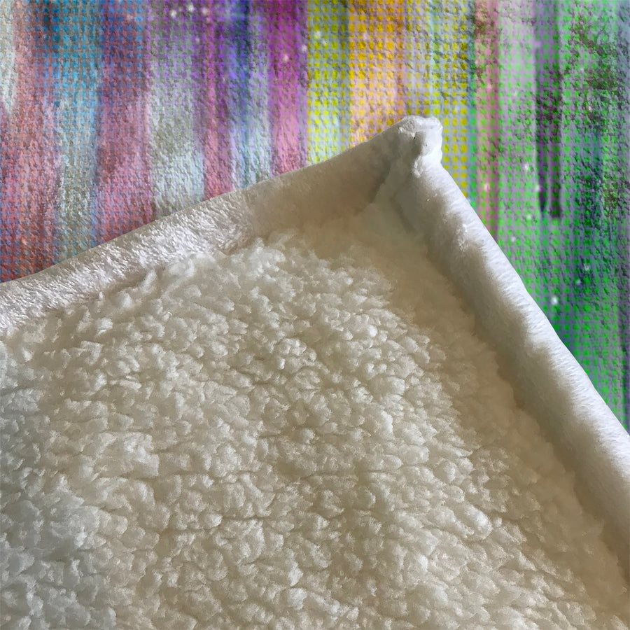 Multicolor Vertical Blend Stripe Pattern Fleece Sherpa Blanket
