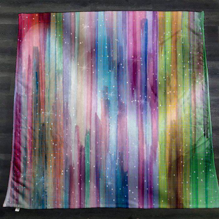 Multicolor Vertical Blend Stripe Pattern Fleece Sherpa Blanket