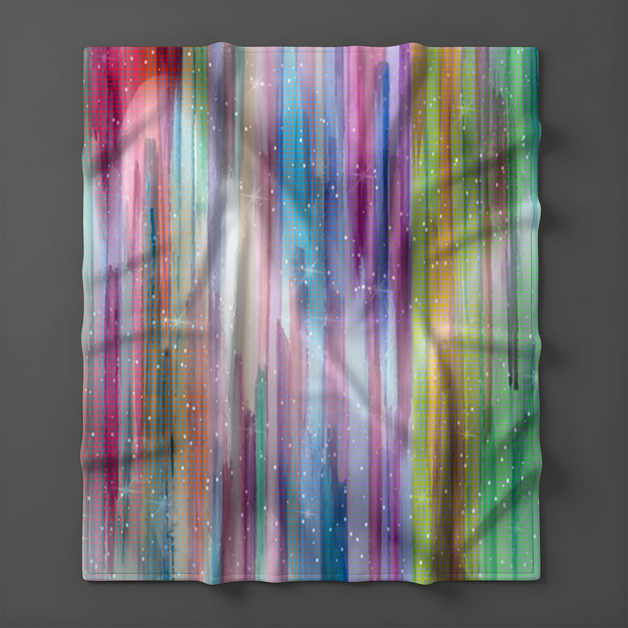 Multicolor Vertical Blend Stripe Pattern Fleece Sherpa Blanket