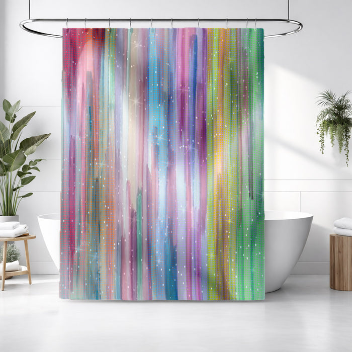 Multicolor Vertical Blend Stripe Pattern Shower Curtain