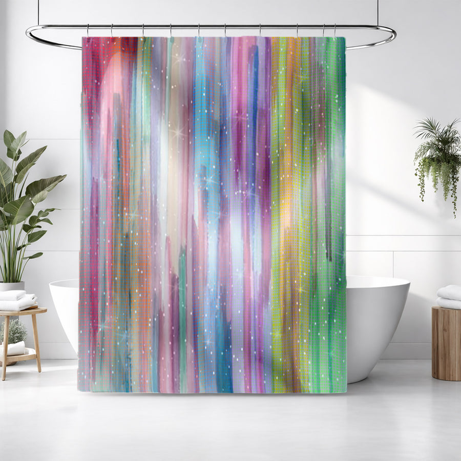 Multicolor Vertical Blend Stripe Pattern Shower Curtain