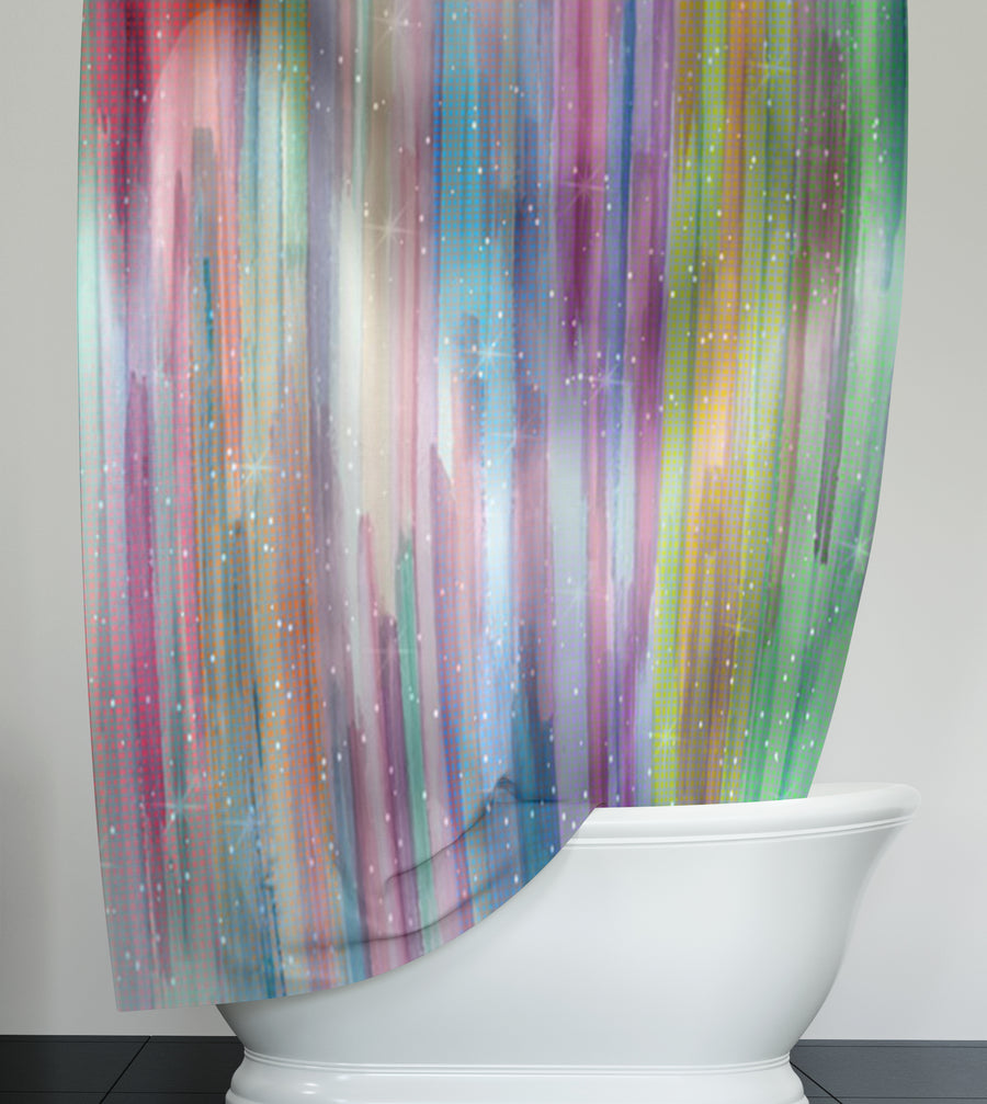 Multicolor Vertical Blend Stripe Pattern Shower Curtain