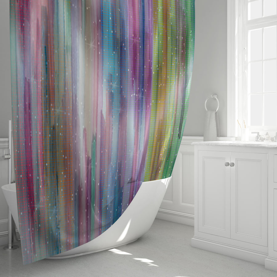 Multicolor Vertical Blend Stripe Pattern Shower Curtain