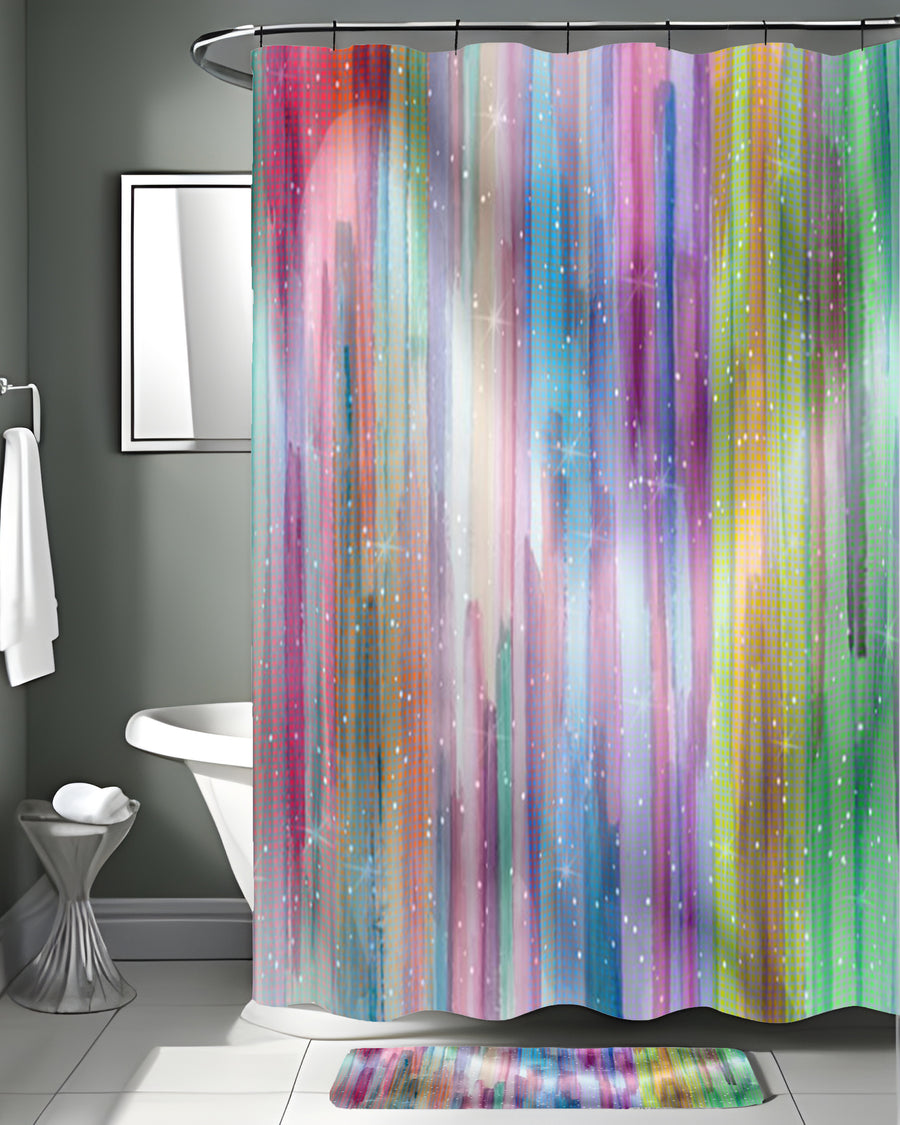 Multicolor Vertical Blend Stripe Pattern Shower Curtain