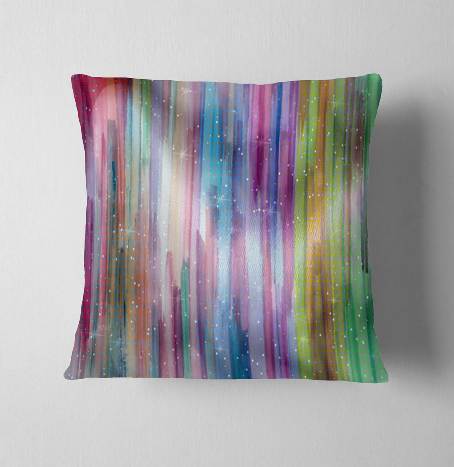 Multicolor Vertical Blend Stripe Pattern Throw Pillow Cover