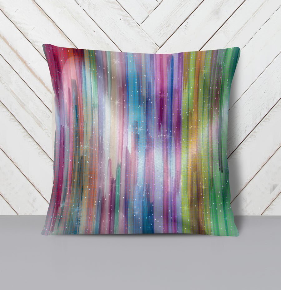 Multicolor Vertical Blend Stripe Pattern Throw Pillow Cover