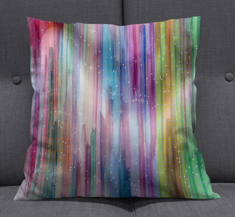 Multicolor Vertical Blend Stripe Pattern Throw Pillow Cover