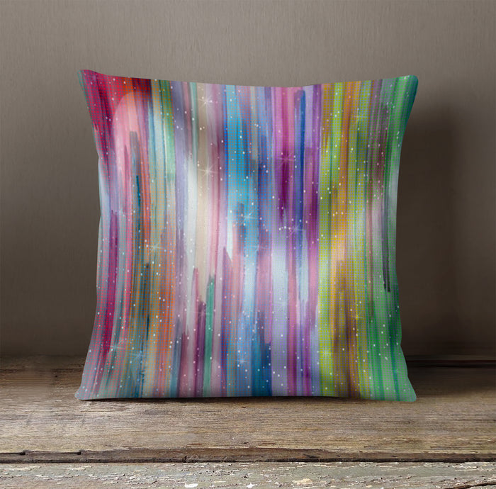 Multicolor Vertical Blend Stripe Pattern Throw Pillow Cover