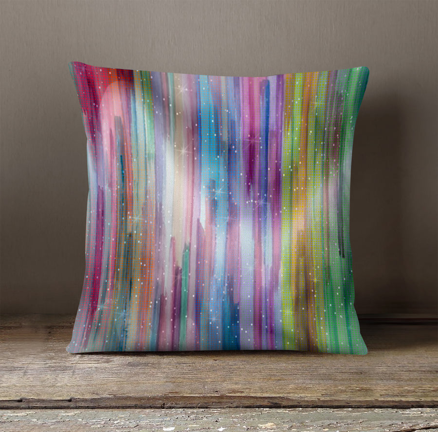 Multicolor Vertical Blend Stripe Pattern Throw Pillow Cover
