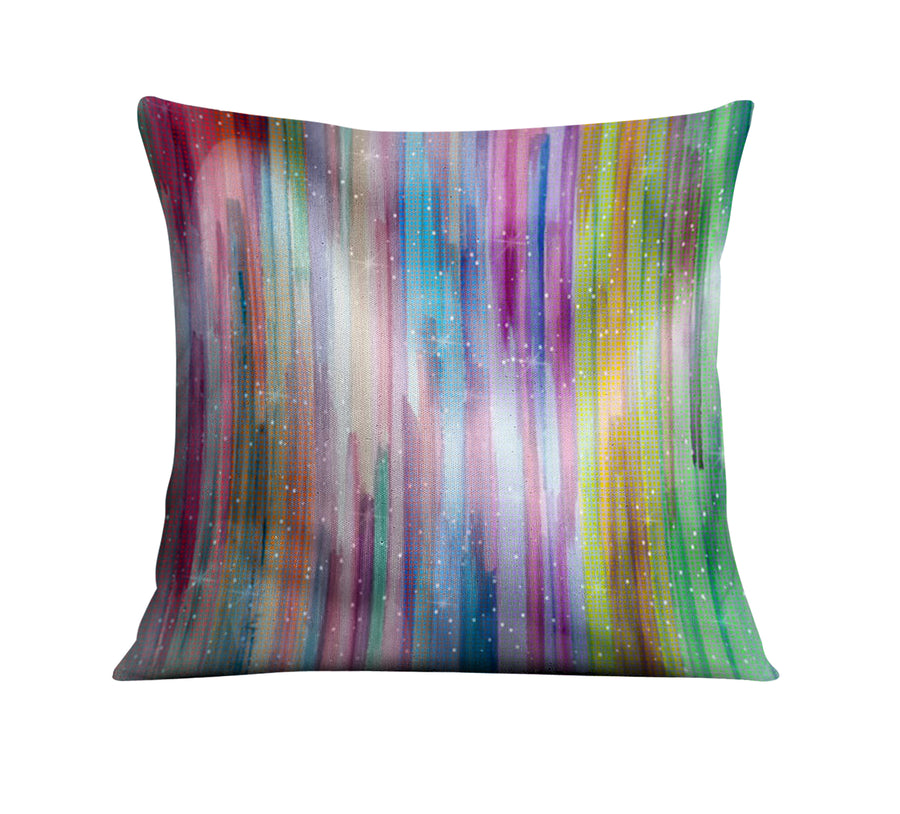 Multicolor Vertical Blend Stripe Pattern Throw Pillow Cover