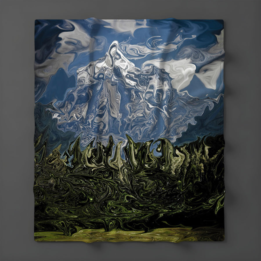 Mountain Range Landscape Scenic Artwork Fleece Sherpa Blanket