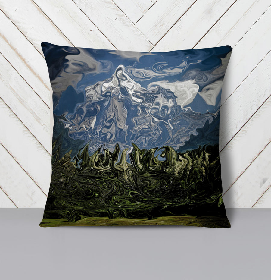 Mountain Range Landscape Scenic Artwork Throw Pillow Cover
