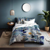 Cottage Style Blue Floral and Mushroom Comforter or Duvet Cover | Twin, Queen, King Size - Deja Blue Studios