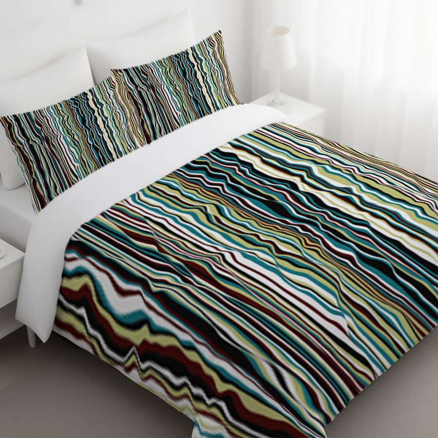 Multicolor Vertical Wave Stripe Pattern Duvet Cover
