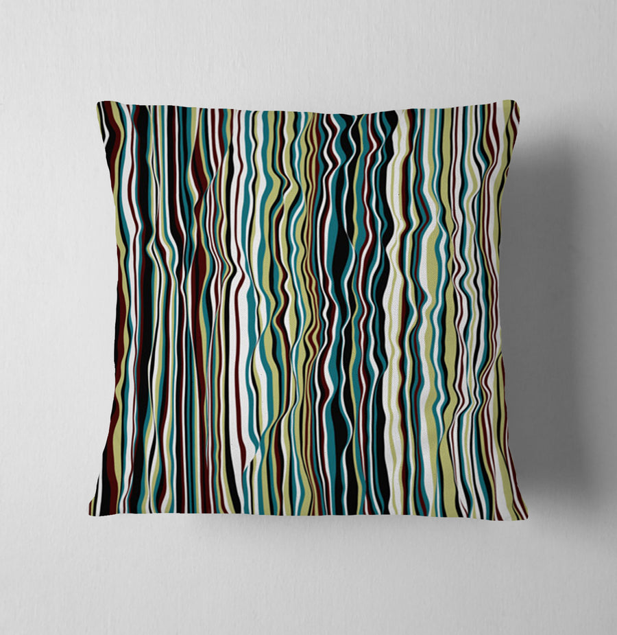 Multicolor Vertical Wave Stripe Pattern Throw Pillow Cover
