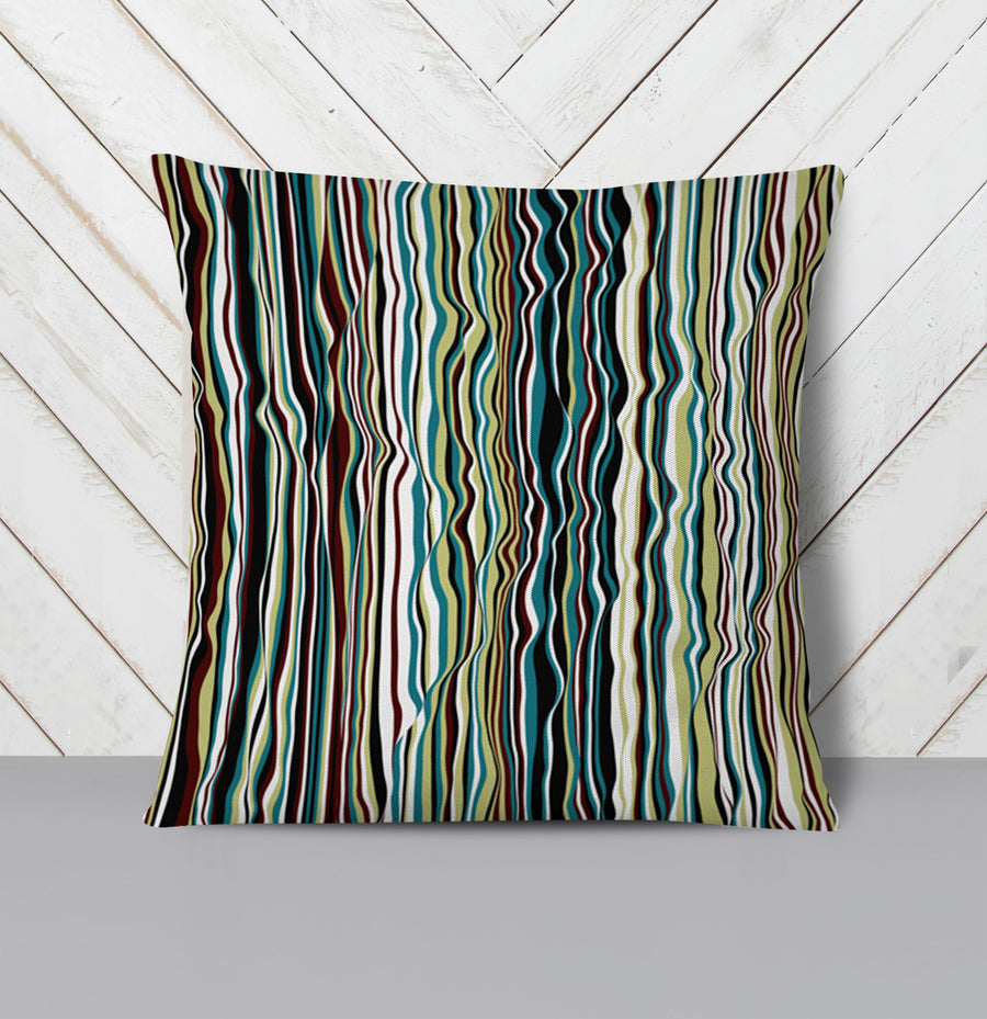 Multicolor Vertical Wave Stripe Pattern Throw Pillow Cover