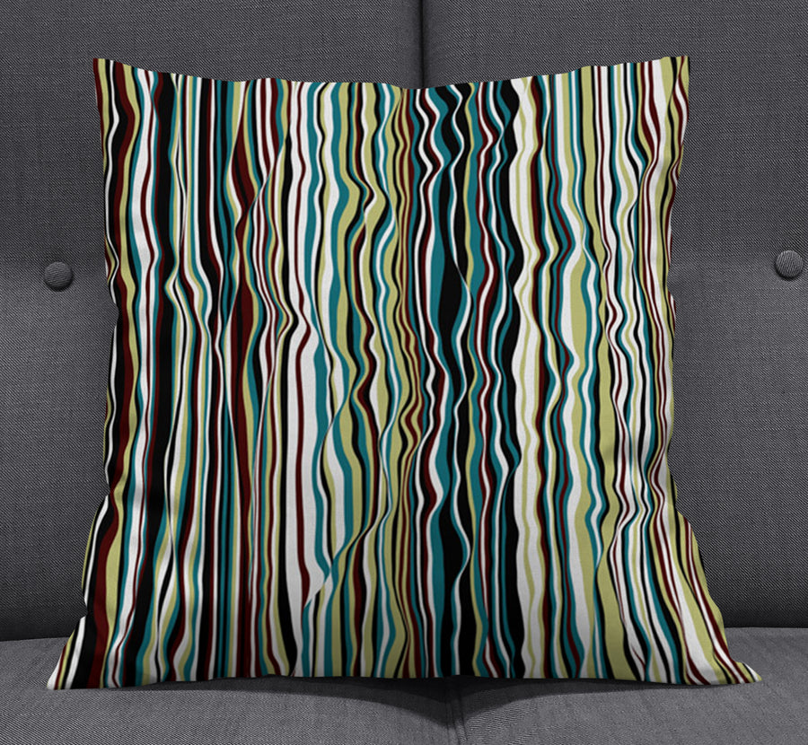 Multicolor Vertical Wave Stripe Pattern Throw Pillow Cover