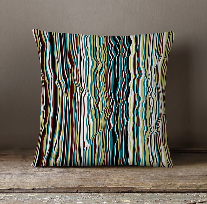 Multicolor Vertical Wave Stripe Pattern Throw Pillow Cover