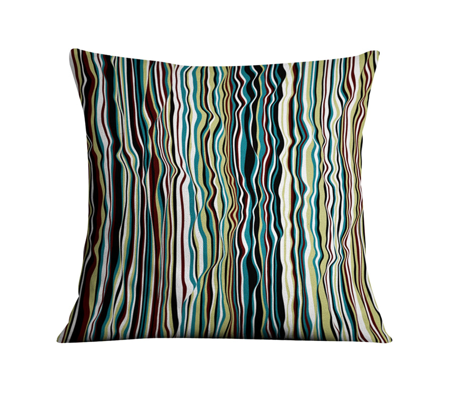 Multicolor Vertical Wave Stripe Pattern Throw Pillow Cover