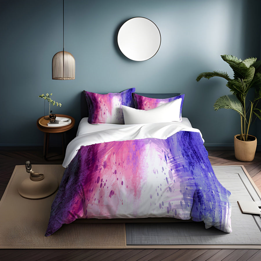 Purple and Pink Watercolor Gradient Texture Duvet Cover