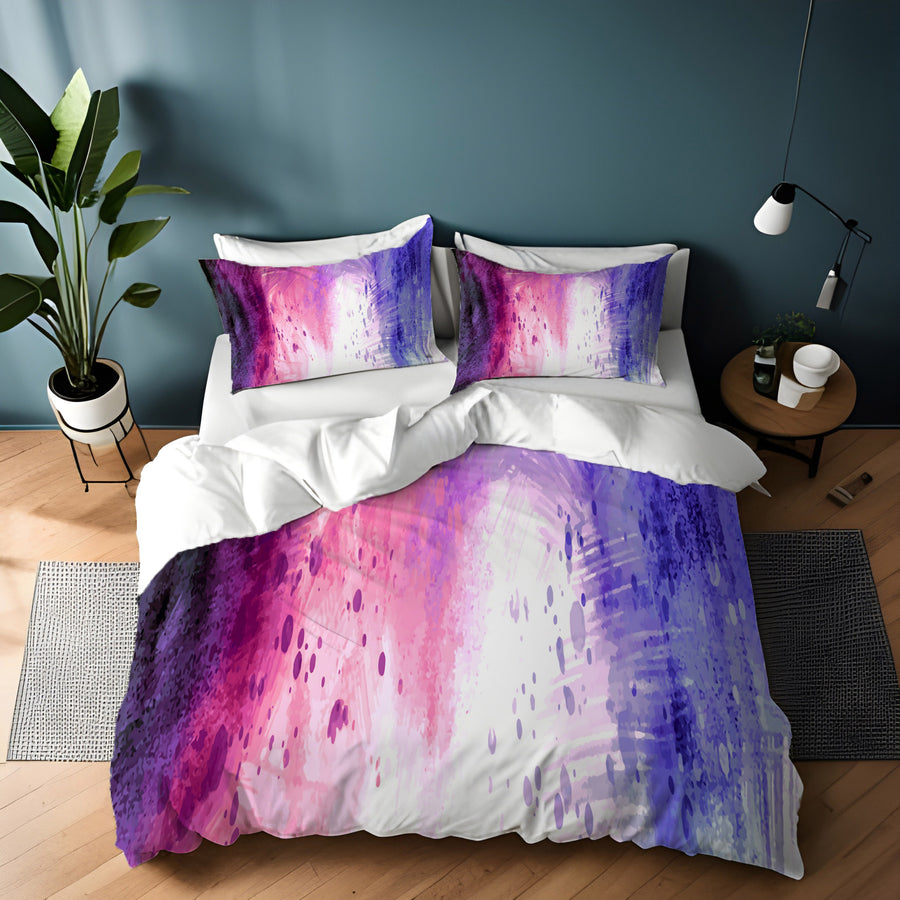 Purple and Pink Watercolor Gradient Texture Duvet Cover