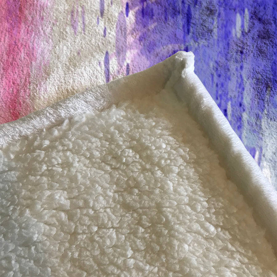 Purple and Pink Watercolor Gradient Texture Fleece Sherpa Blanket