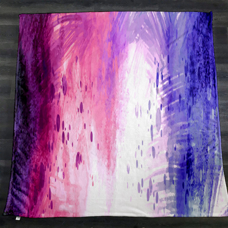 Purple and Pink Watercolor Gradient Texture Fleece Sherpa Blanket