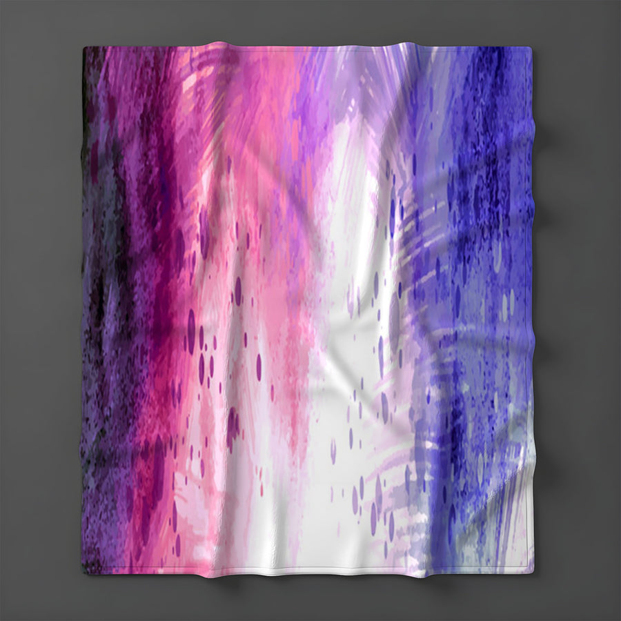 Purple and Pink Watercolor Gradient Texture Fleece Sherpa Blanket