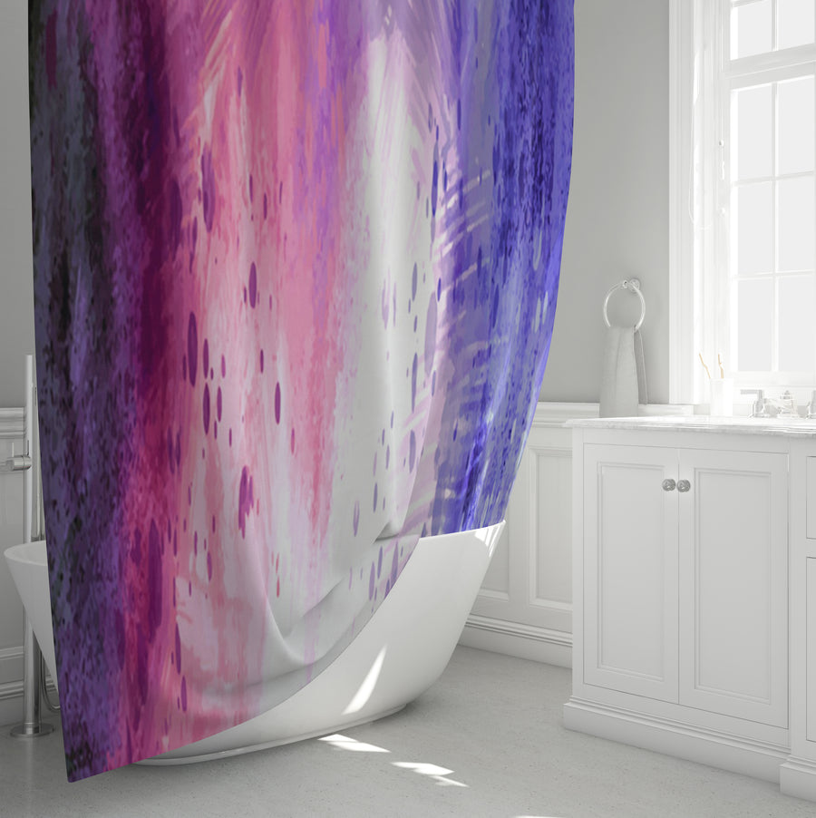 Purple and Pink Watercolor Gradient Texture Shower Curtain