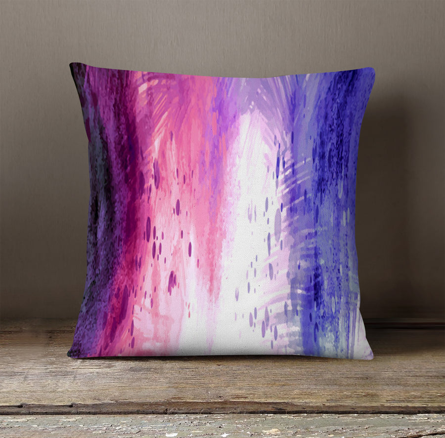 Purple and Pink Watercolor Gradient Texture Throw Pillow Cover