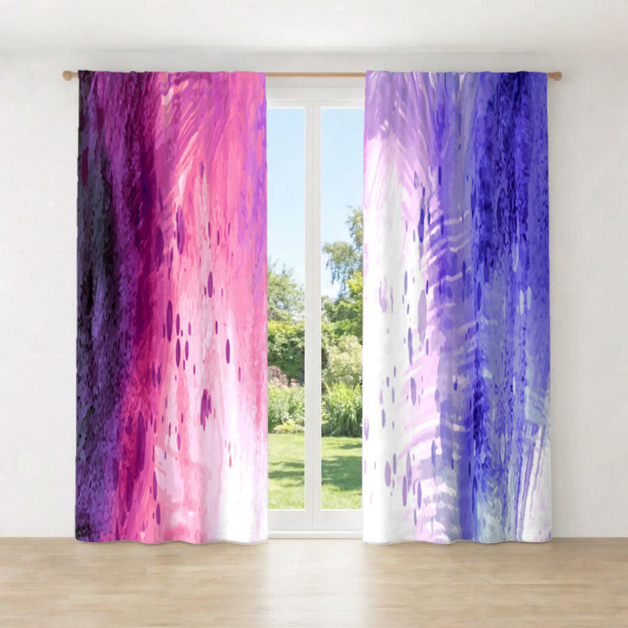 Purple and Pink Watercolor Gradient Texture Window Curtains