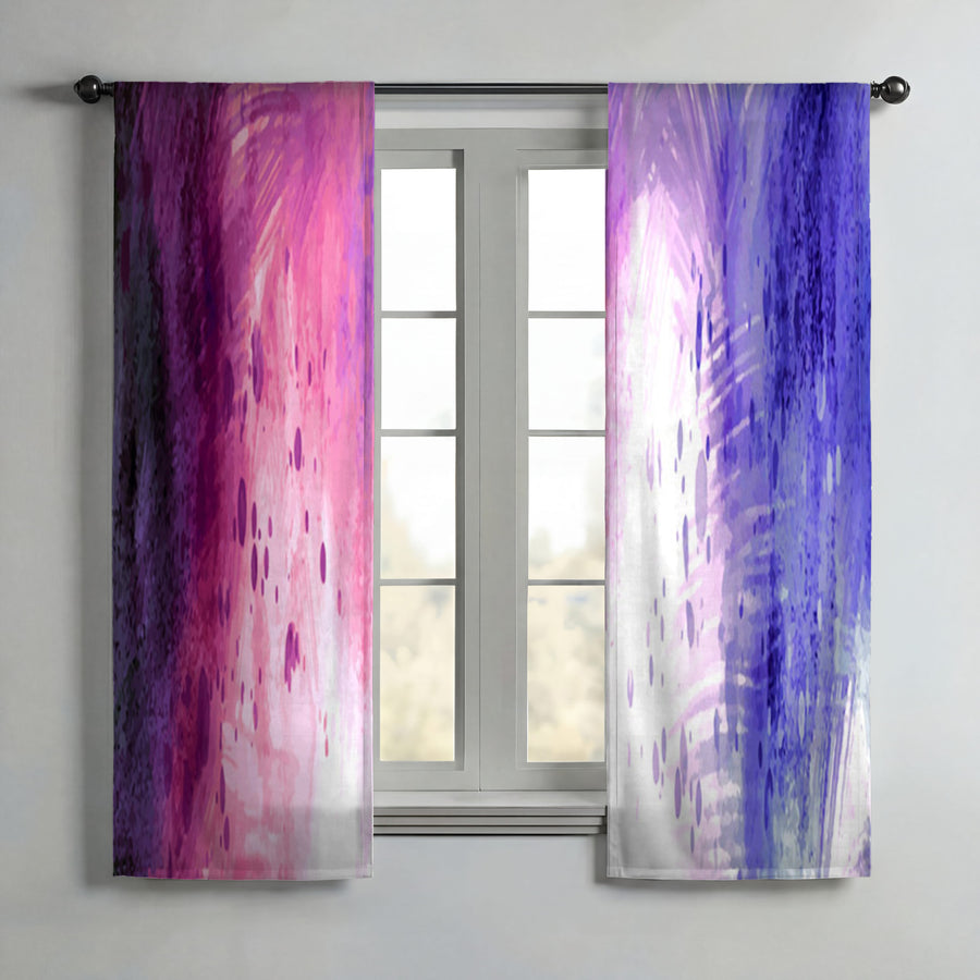 Purple and Pink Watercolor Gradient Texture Window Curtains