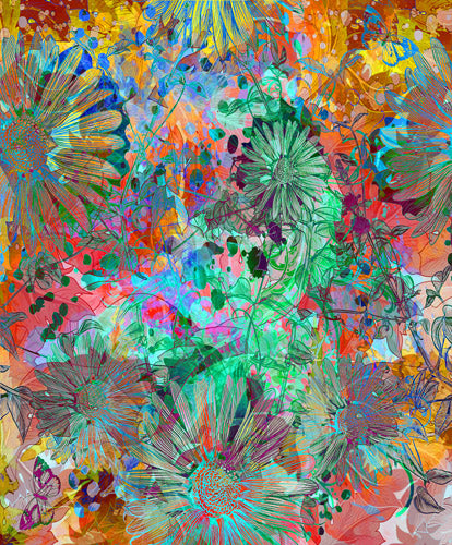 Multicolor Paint Splatter Floral Abstract Pattern
