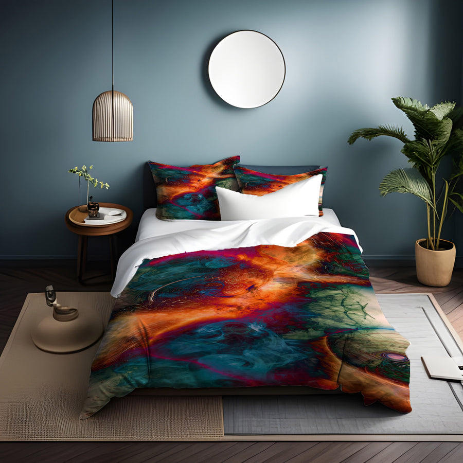 Multicolor Cosmic Marble Abstract Pattern Duvet Cover