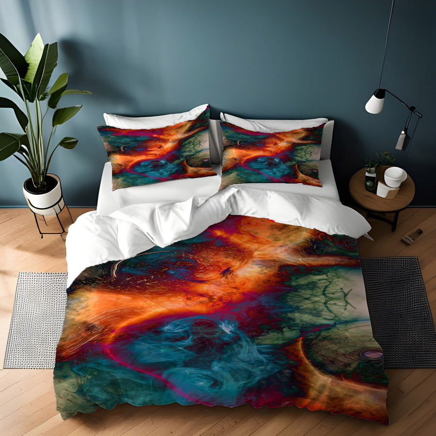 Multicolor Cosmic Marble Abstract Pattern Duvet Cover