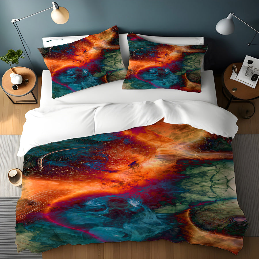 Multicolor Cosmic Marble Abstract Pattern Duvet Cover