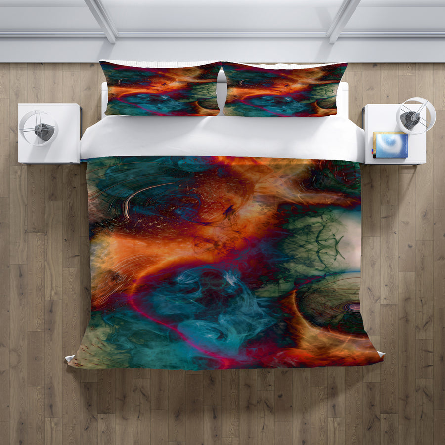Multicolor Cosmic Marble Abstract Pattern Duvet Cover