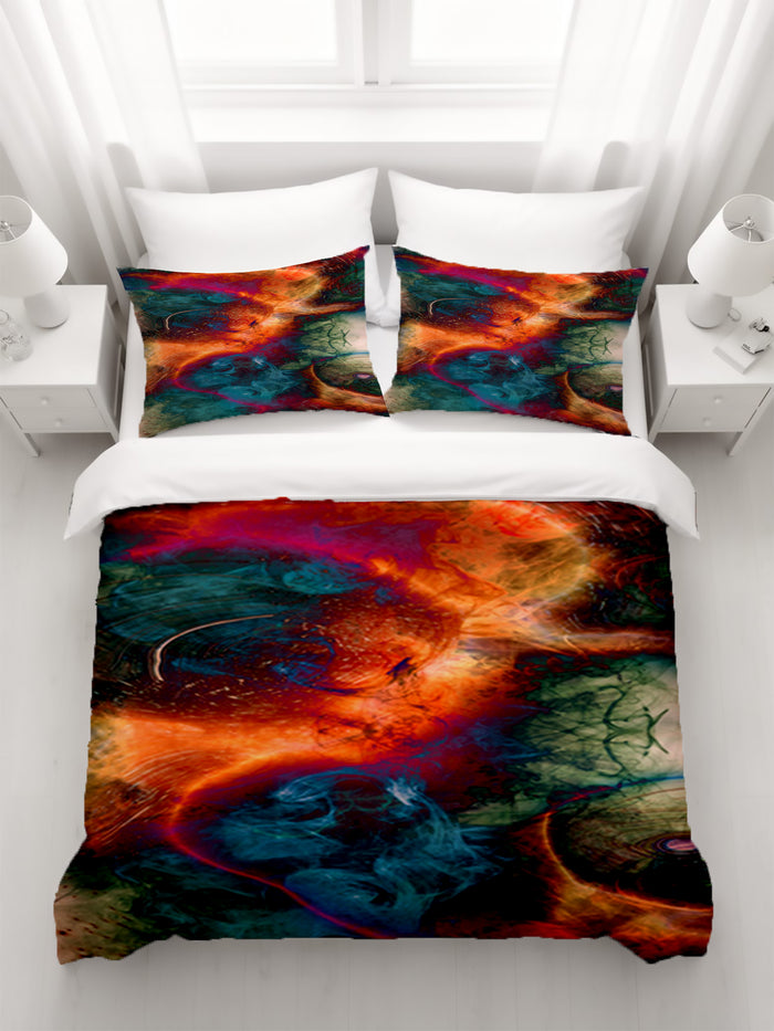 Multicolor Cosmic Marble Abstract Pattern Duvet Cover