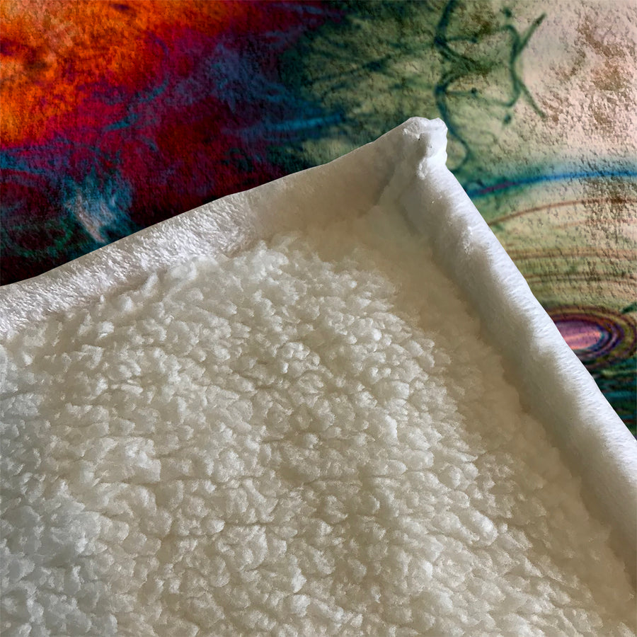 Multicolor Cosmic Marble Abstract Pattern Fleece Sherpa Blanket