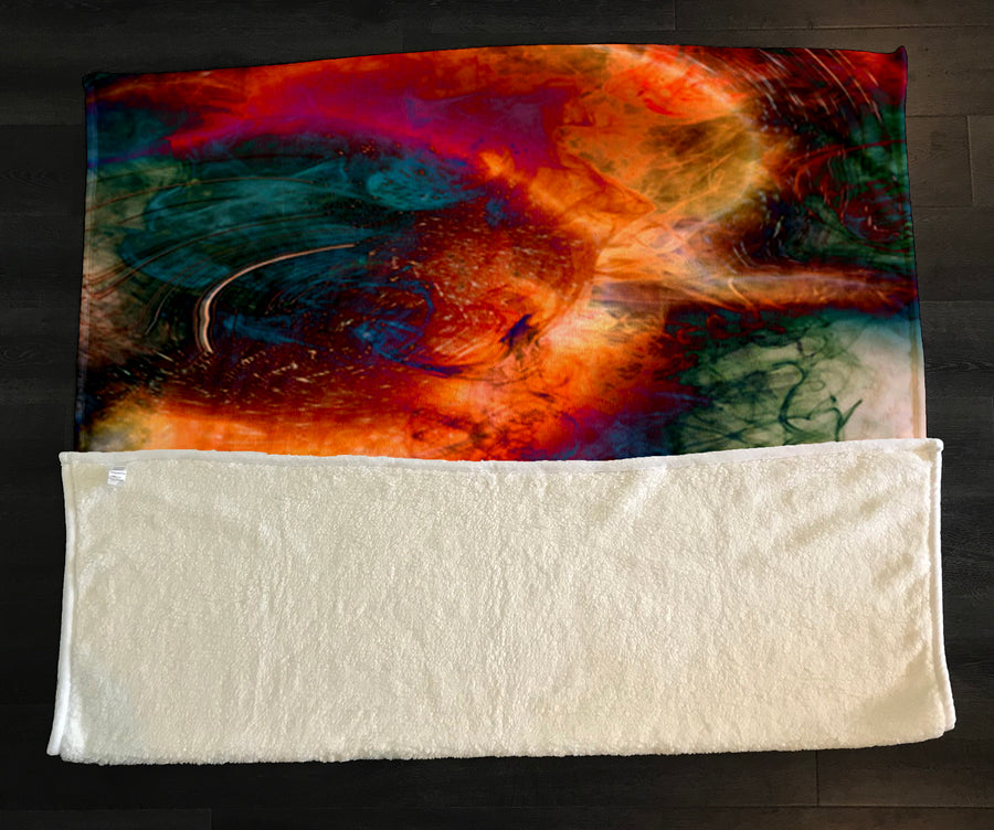 Multicolor Cosmic Marble Abstract Pattern Fleece Sherpa Blanket
