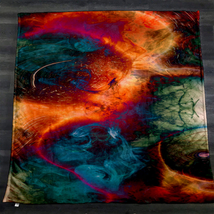 Multicolor Cosmic Marble Abstract Pattern Fleece Sherpa Blanket
