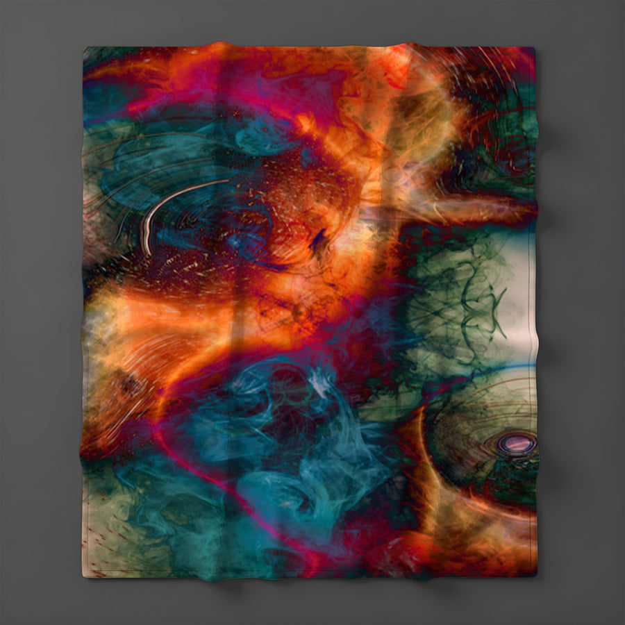 Multicolor Cosmic Marble Abstract Pattern Fleece Sherpa Blanket