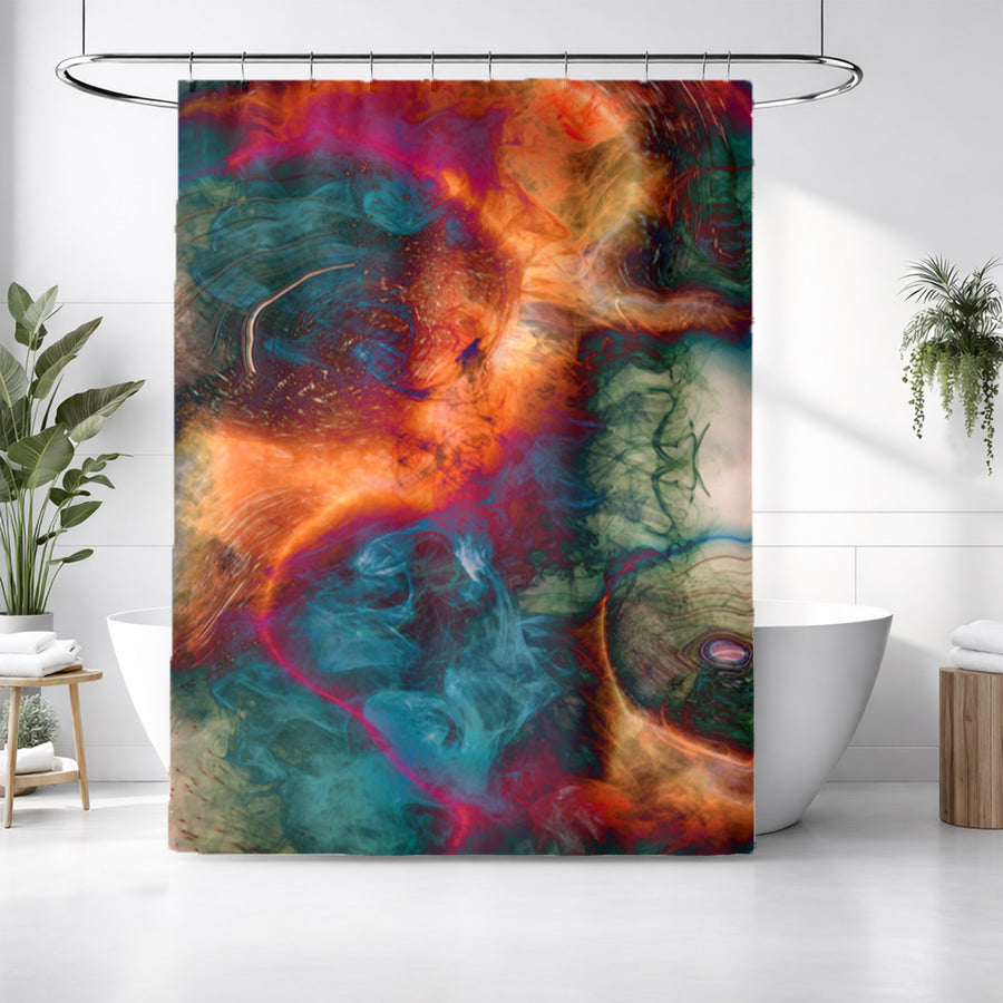 Multicolor Cosmic Marble Abstract Pattern Shower Curtain