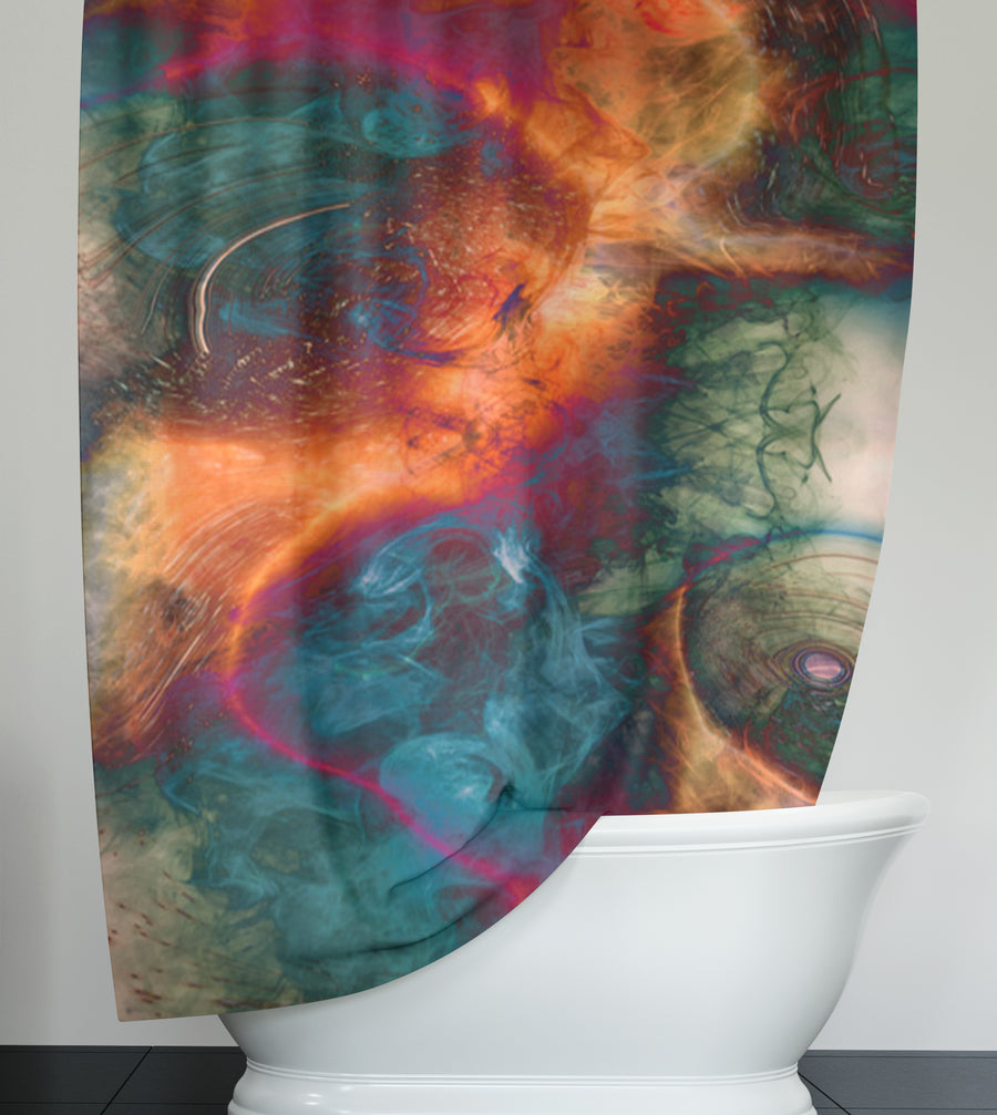 Multicolor Cosmic Marble Abstract Pattern Shower Curtain
