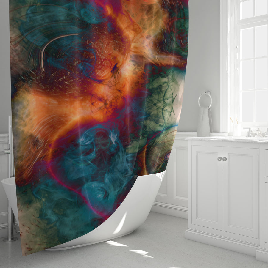 Multicolor Cosmic Marble Abstract Pattern Shower Curtain