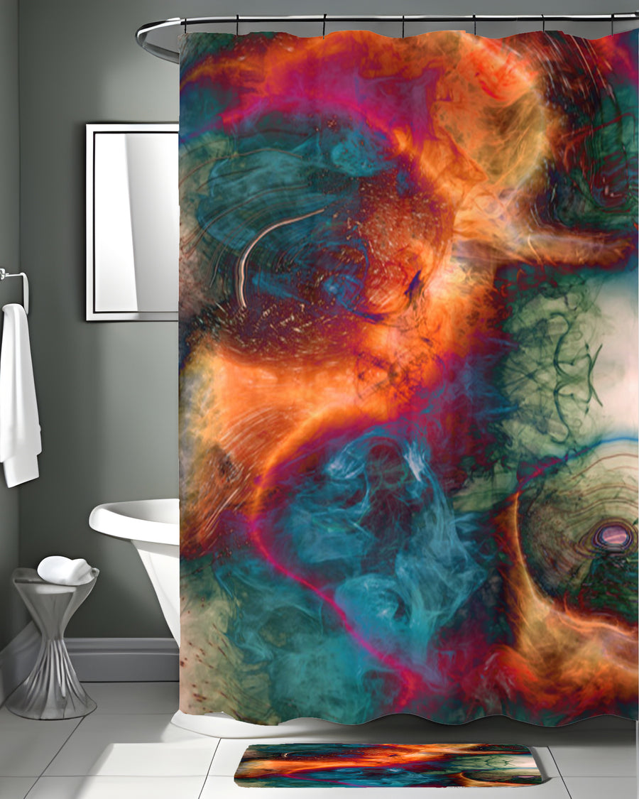 Multicolor Cosmic Marble Abstract Pattern Shower Curtain