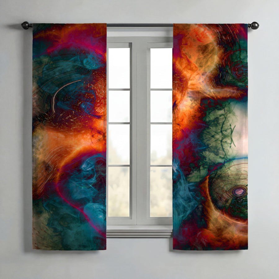 Multicolor Cosmic Marble Abstract Pattern Window Curtain