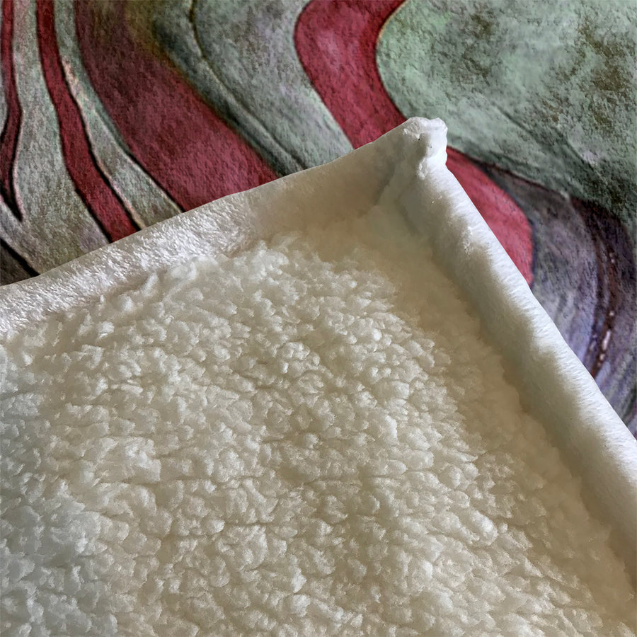 Pink and Green Marble Flow Pattern Fleece Sherpa Blanket