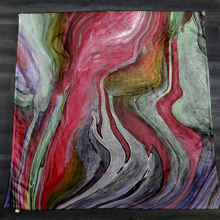 Pink and Green Marble Flow Pattern Fleece Sherpa Blanket
